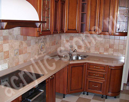Столешница для кухни с угловым и радиусным элементом из камня TRISTONE: фото